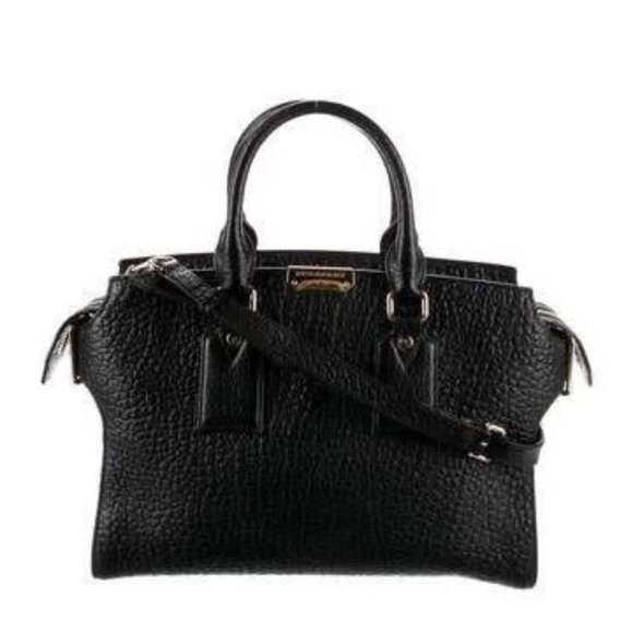 The Perfect Everyday Black Bag!!!  Burberry Grained Leather Satchel - Luxurious - Picture 1 of 14